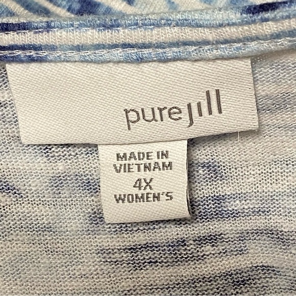 Pure Jill Tie Dye Linen Blend Scoop Neck Top Blue White Size 4X - Picture 5 of 8